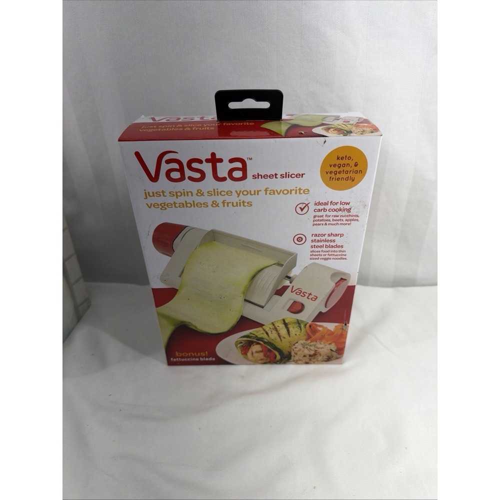 Vasta Veggie & Fruit Sheet Slicer, Stainless Steel Blade, 2 Attachments NEW